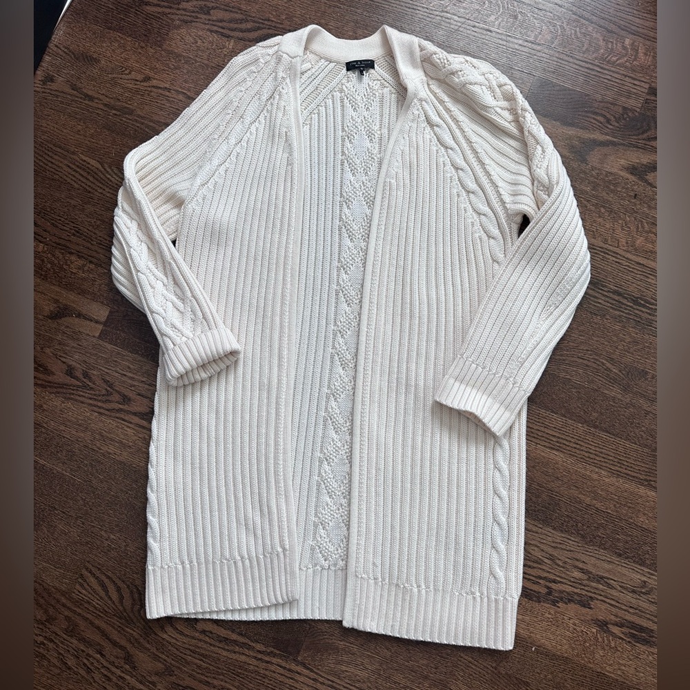 Rag & Bone Cable Knit Cardigan – Winter White – Size L, NWT